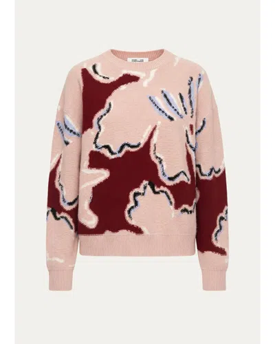 Diane Von Furstenberg Mirella Floral Intarsia Wool-cashmere Sweater In Pink