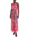Diane Von Furstenberg Miriam Pleated Polka-dot Halter Maxi Dress In Pink