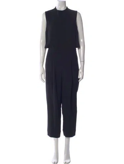 Pre-owned Diane Von Furstenberg Mock Neck Jumpsuit In Blue