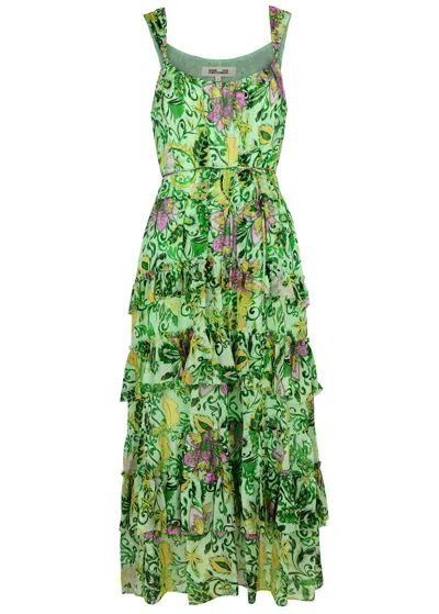 Diane Von Furstenberg Modena Printed Chiffon Midi Dress In Mint