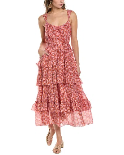 Diane Von Furstenberg Modena Tiered Cotton And Silk-blend Voile Midi Dress In Red