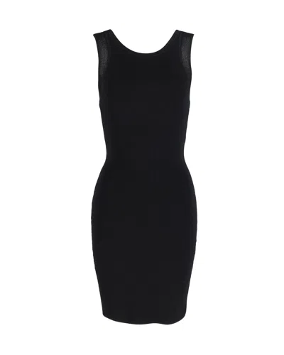 Diane Von Furstenberg Moscow Mesh Insert Knit Dress In Black Rayon