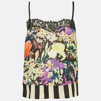 Pre-owned Diane Von Furstenberg Multicolor Floral Print Silk Parisse Cami Top S