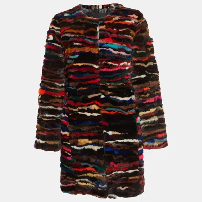 Pre-owned Diane Von Furstenberg Multicolor Mink Fur Mid Length Coat S