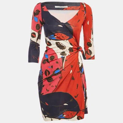 Pre-owned Diane Von Furstenberg Multicolor Printed Jersey Mini Dress M