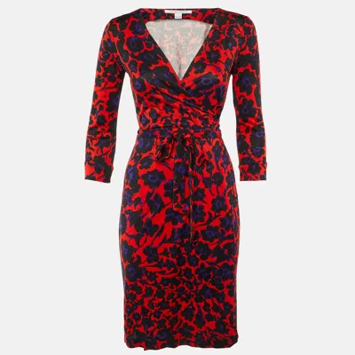 Pre-owned Diane Von Furstenberg Multicolor Printed Silk Jersey Wrap Dress S