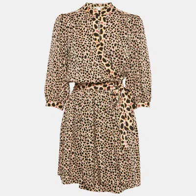 Pre-owned Diane Von Furstenberg Multicolor Printed Silk Wrap Abel Short Dress M