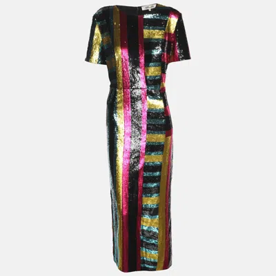 Pre-owned Diane Von Furstenberg Multicolor Sequined Midi Dress M
