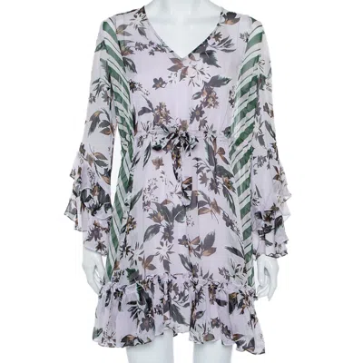 Pre-owned Diane Von Furstenberg Multicolor Silk Ruffled Oversized Mini Dress Xs