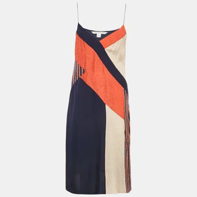 Pre-owned Diane Von Furstenberg Multicolor Textured Silk Frederica Midi Dress M