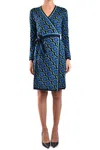 Diane Von Furstenberg Multicolor Wrap Dress With Geometric Pattern In Multi