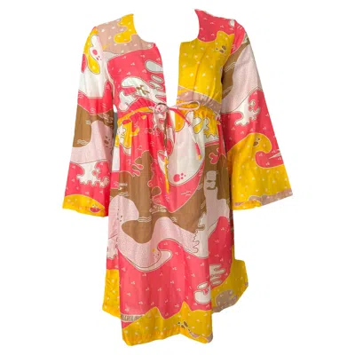 Pre-owned Diane Von Furstenberg Multicolored Tunic Cover Up Top, Size Xs In Orange