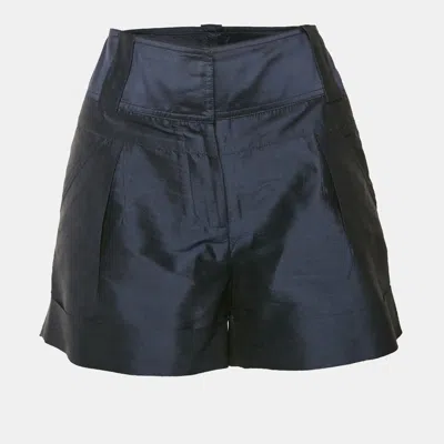 Pre-owned Diane Von Furstenberg Navy Blue Silk Shorts M