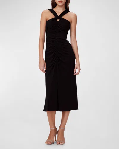Diane Von Furstenberg Neely Ruched Cutout Jersey Midi Dress In Black