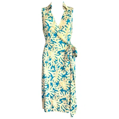 Pre-owned Diane Von Furstenberg New Dvf  Signature Silk Wrap Dress 6 In Sand