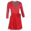 Diane Von Furstenberg New Irina Floral-print Mini Wrap Dress In Red Viscose In Red