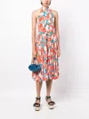 Diane Von Furstenberg Nicola Belted Pleated Printed Crepe Midi Dress In Multi