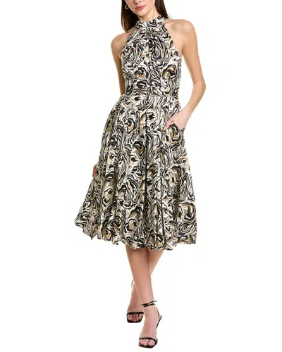 Diane Von Furstenberg Nicola Pleated Printed Satin-jacquard Midi Dress In Nocolor