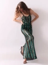 Diane Von Furstenberg X Henry Zankov Nolita Striped Sequin Net Maxi Dress In Green