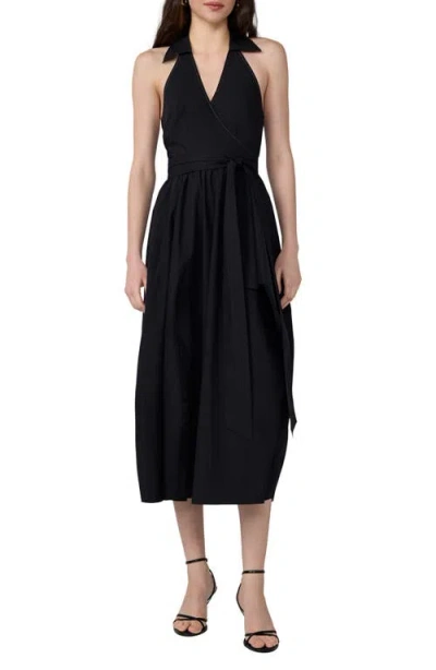 Diane Von Furstenberg Nova Halter Neck Cotton Midi Dress In Black
