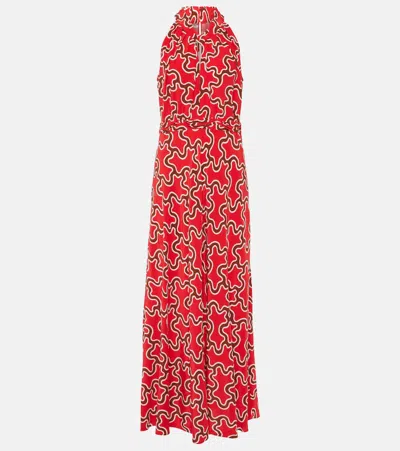 Diane Von Furstenberg Nyck Cutout Printed Crepe De Chine Maxi Dress In Red