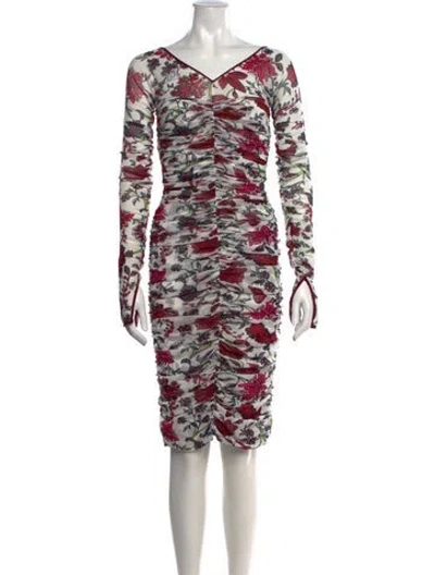 Pre-owned Diane Von Furstenberg Nylon Knee-length Dress In White