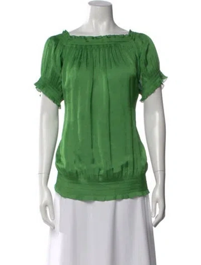 Pre-owned Diane Von Furstenberg Off-the-shoulder Short Sleeve Tunic In Green