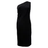 Diane Von Furstenberg One Shoulder Knee Length Dress In Black Polyester In Black