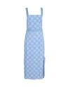 Diane Von Furstenberg Open Back Midi Dress In Blue Polyester In Blue