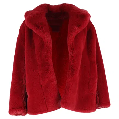 Diane Von Furstenberg Open Jacket In Burgundy Faux Fur In Purple