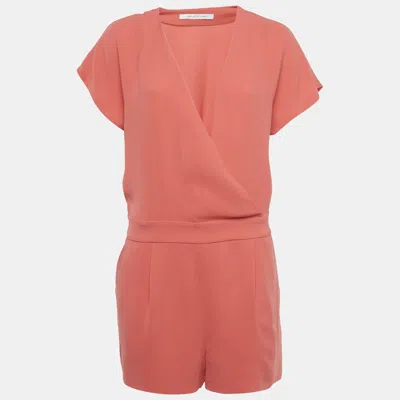 Pre-owned Diane Von Furstenberg Orange Crepe Playsuit M