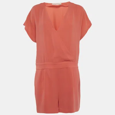 Pre-owned Diane Von Furstenberg Orange Crepe Playsuit M
