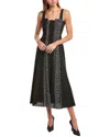 Diane Von Furstenberg Otto Broderie Anglaise-paneled Printed Cotton-mousseline Midi Dress In Black