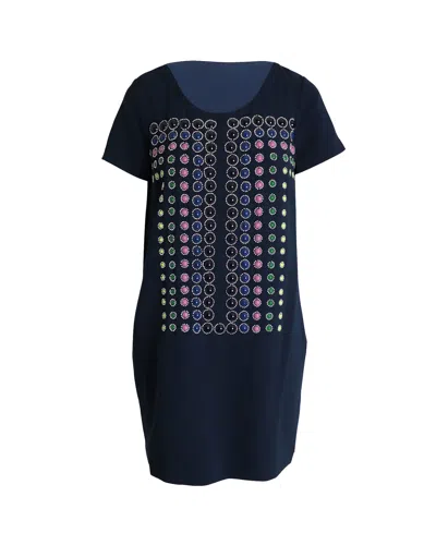 Diane Von Furstenberg Owen Beaded Shift Dress In Navy Blue Triacetate