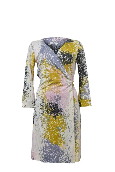 Diane Von Furstenberg Paint Splatter Print Wrap Dress In Multicolor Silk