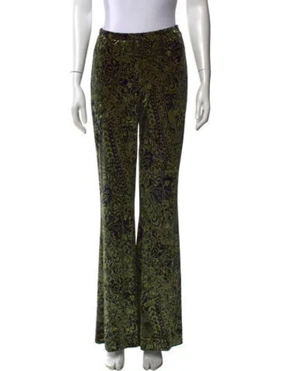 Pre-owned Diane Von Furstenberg Paisley Print Flared Pants In Green