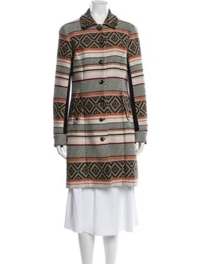 Pre-owned Diane Von Furstenberg Paisley Print Trench Coat In Neutral