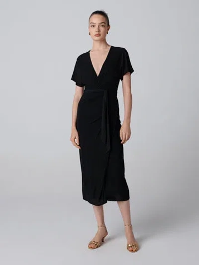 Diane Von Furstenberg Paisley Wrap Dress In Black