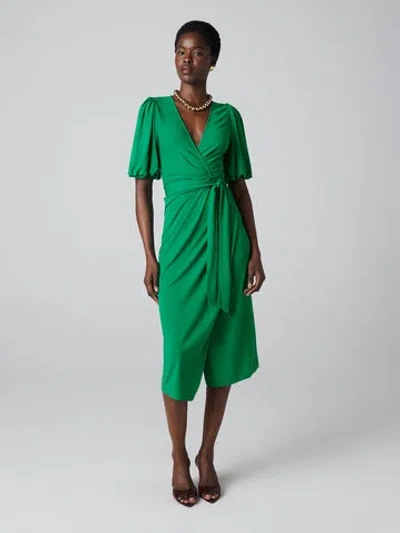 Diane Von Furstenberg Paisley Wrap Dress In Signature Green