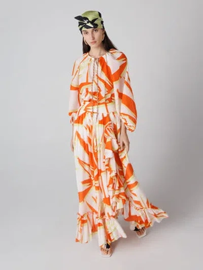 Diane Von Furstenberg Pandora Skirt In Giant Palm Geo Orange