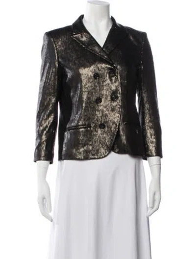 Pre-owned Diane Von Furstenberg Patterned Blazer In Black