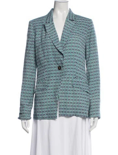 Pre-owned Diane Von Furstenberg Patterned Blazer In Blue