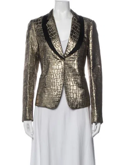 Pre-owned Diane Von Furstenberg Patterned Blazer In Gold/metallic