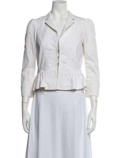 Pre-owned Diane Von Furstenberg Patterned Blazer In White