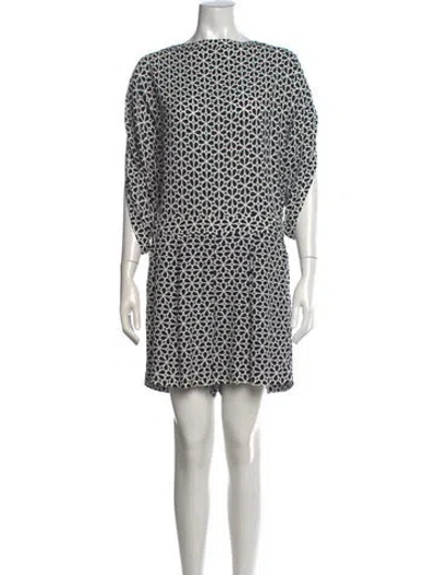 Pre-owned Diane Von Furstenberg Patterned Crew Neck Romper In Black