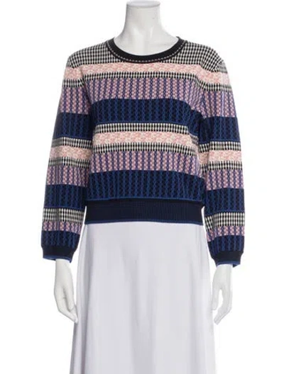 Pre-owned Diane Von Furstenberg Patterned Crew Neck Sweater In Blue