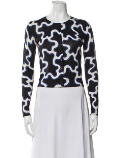 Pre-owned Diane Von Furstenberg Patterned Crew Neck Top In Multi