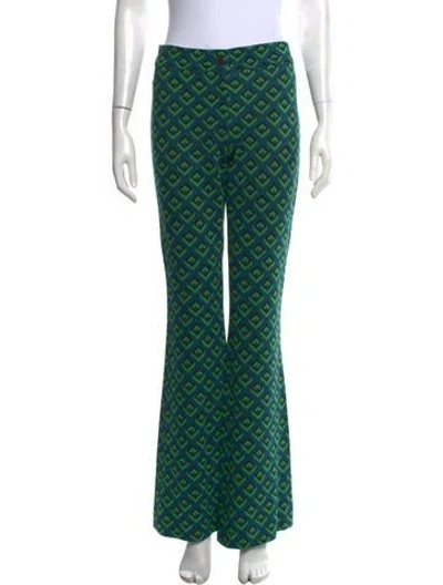 Pre-owned Diane Von Furstenberg Patterned Flared Pants In Blue