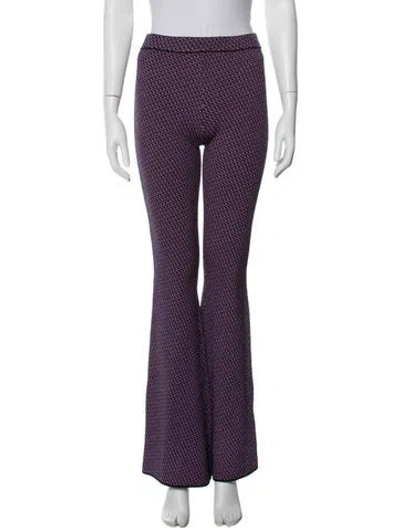 Pre-owned Diane Von Furstenberg Patterned Flared Pants In Purple