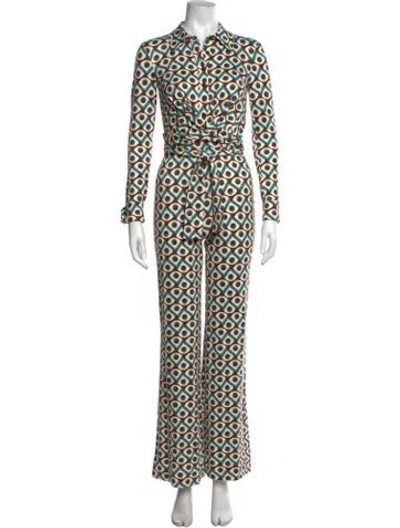 Pre-owned Diane Von Furstenberg Patterned Jumpsuit In Brown
